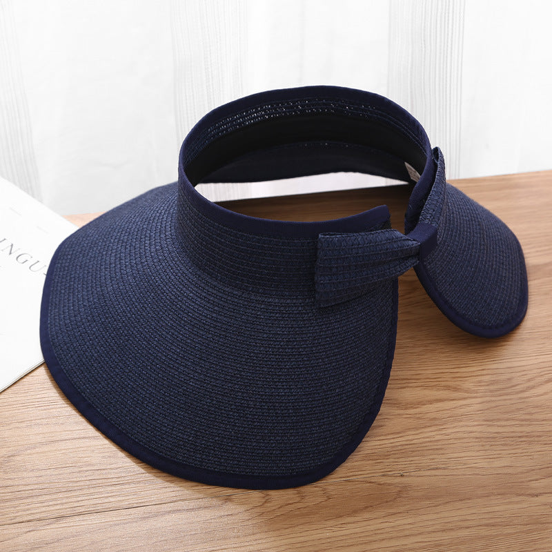 Sombrero de paja portátil plegable de verano con protección solar