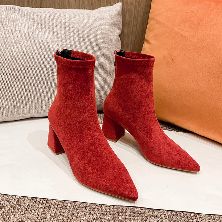 Botines cortos rojos para mujer