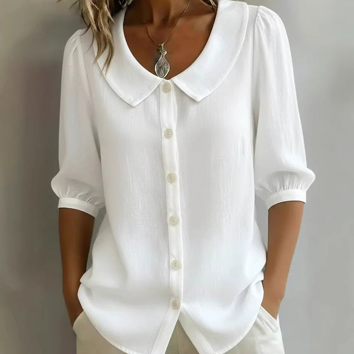Collared Short-sleeve Blouse Fashion Casual Versatile Loose Shirt Women&
