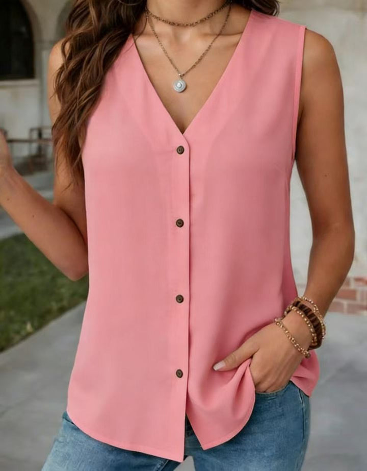 Summer V-neck Sleeveless Vest Shirt for Women