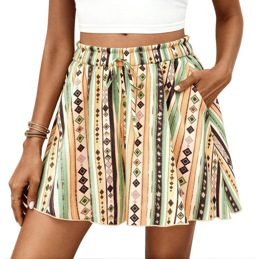 High-waisted Floral Print A-line Shorts Womens Casual Loose Shorts - Shop Savvy Styles
