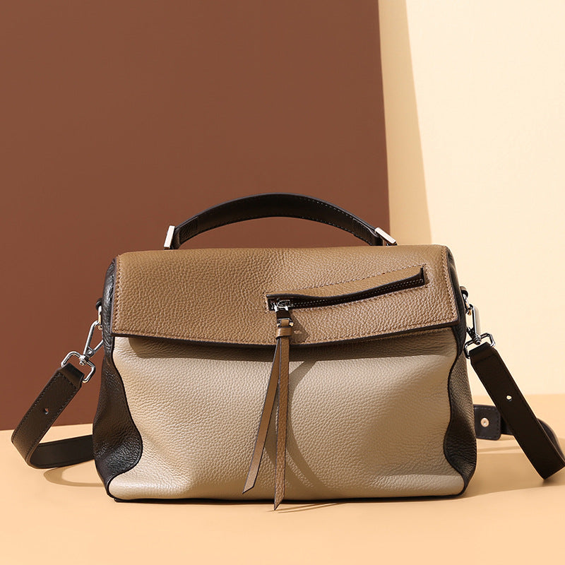 Sac messager portable en cuir de vachette