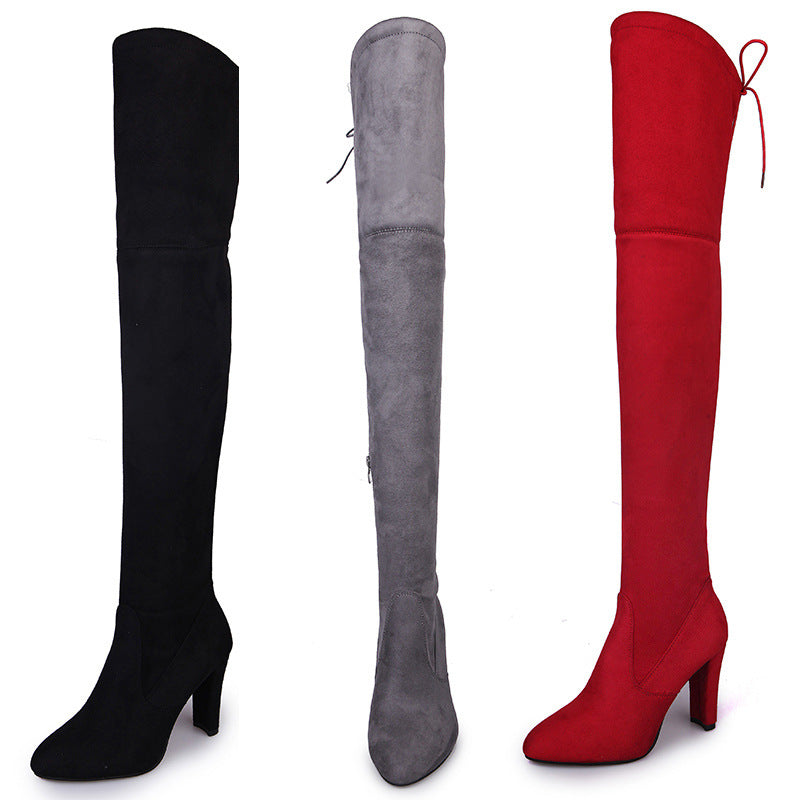 Botas Negras Altas Hasta la Rodilla para Mujer Zapatos de Tacón Alto Botas Largas