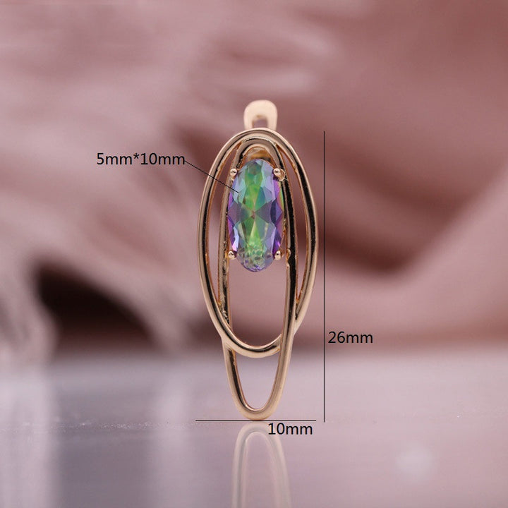 Pendientes de circonita de color huecos circulares de coco de oro rosa