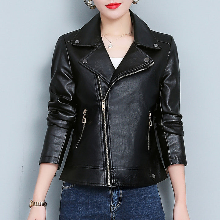 Chaqueta de cuero, abrigo corto versátil