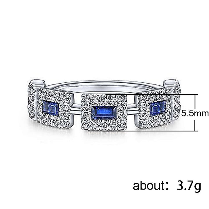 Set With Blue Square Zircon Ring For Women
