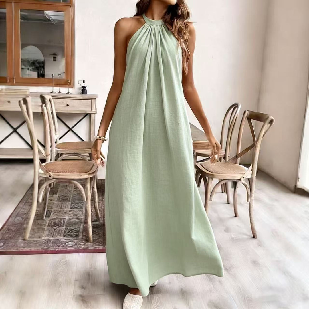 Vacation Style Relaxed Chic Halter Maxi Dress