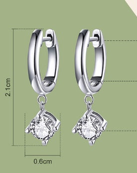 Pendientes colgantes hipoalergénicos de plata blanca