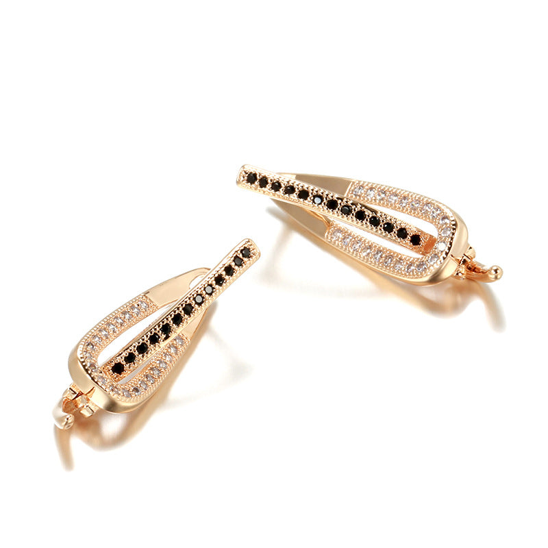 Pendientes de mujer de circonita de dos colores, sencillos y a la moda, en oro rosa