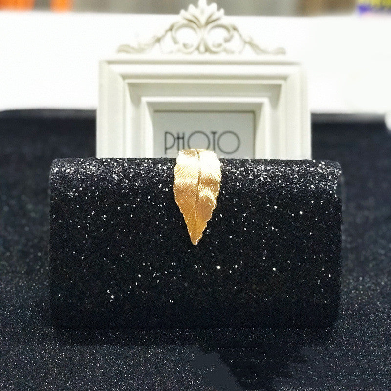 Evening Bag Ladies Clutch Super Shiny  Hardware Leaf Lock