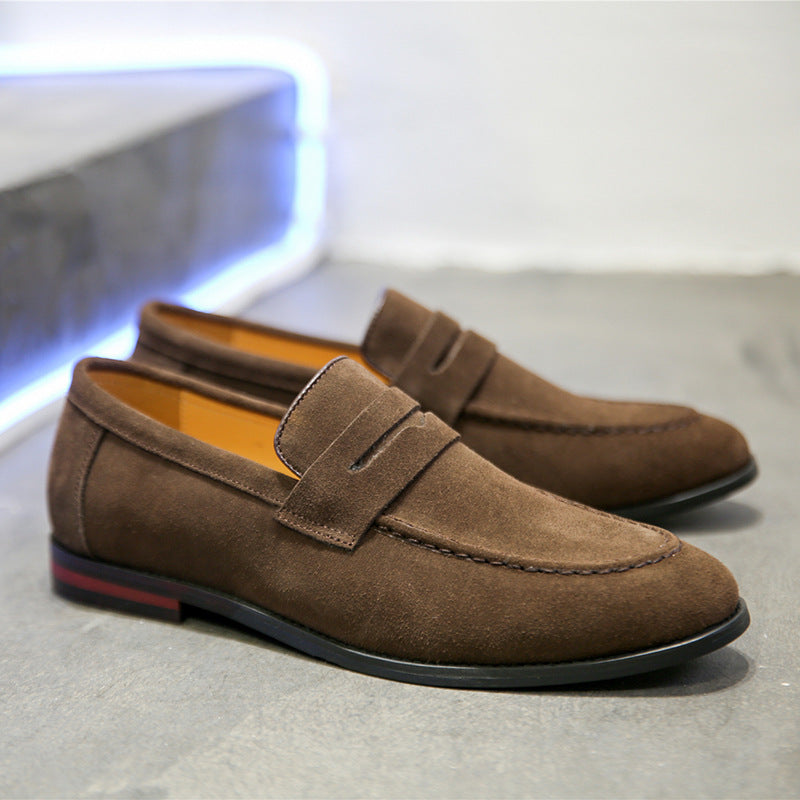 Zapatos sin Cordones Casuales de Cuero Nobuck para Hombre
