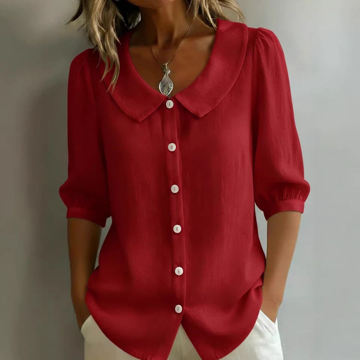 Collared Short-sleeve Blouse Fashion Casual Versatile Loose Shirt Women&
