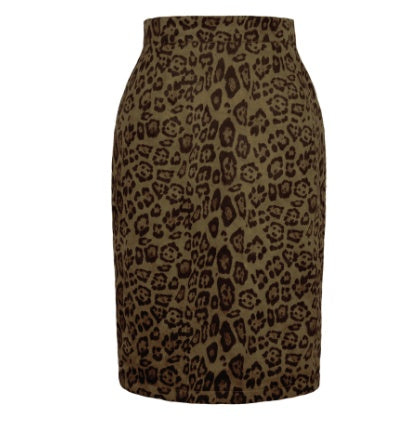 Leopard Print Faux Suede Bodycon Skirt