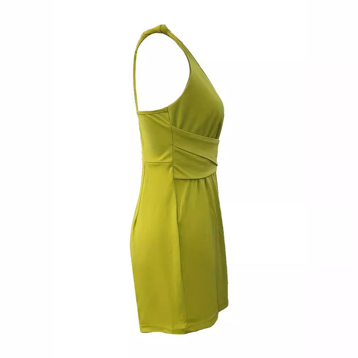 Mono sin mangas de color liso para mujer, mono con tirantes cruzados sin mangas
