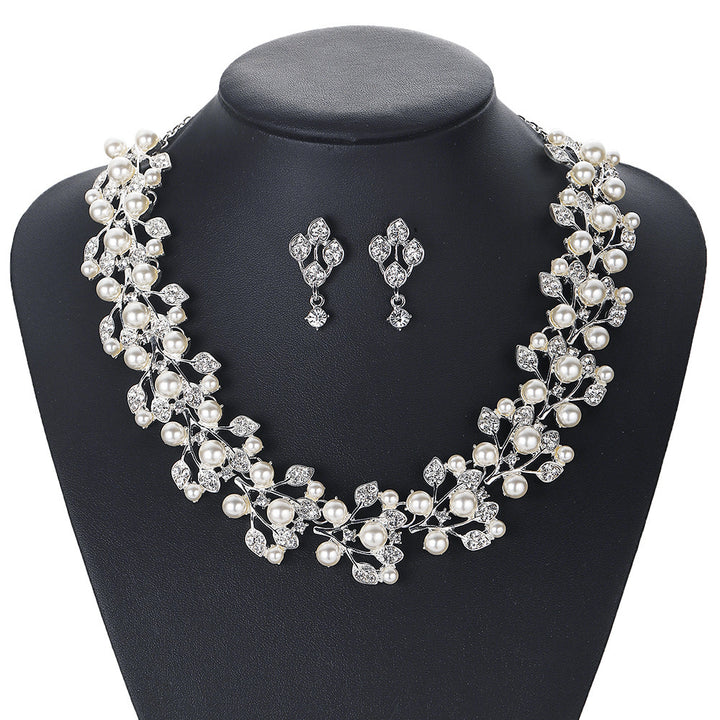 Conjunto de joyería con forma de hoja de perla para mujer