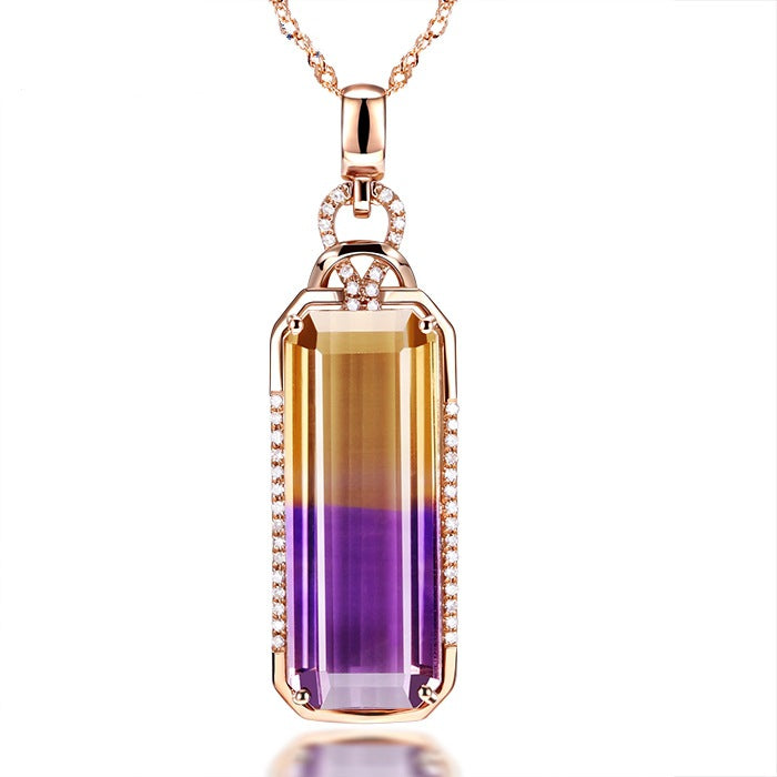 Collar de amatrina con baño de oro rosa de 18 quilates para mujer
