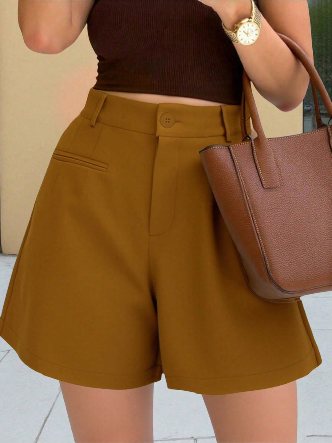 Shorts pour femmes taille haute décontractés et droits amples