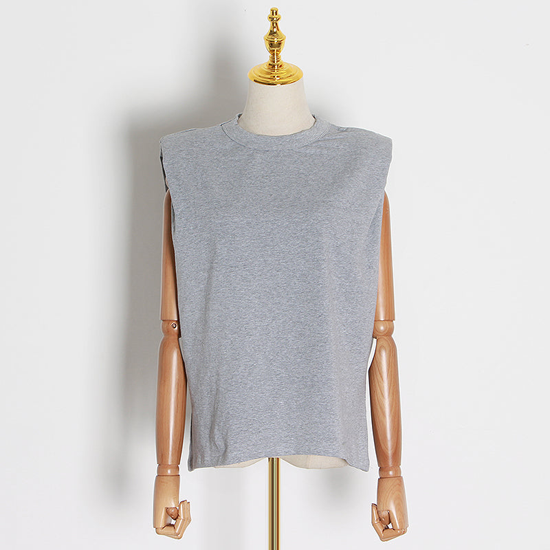 Camiseta sin mangas de cuello redondo casual para mujer