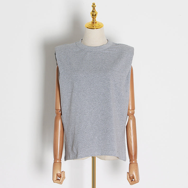 Camiseta sin mangas de cuello redondo casual para mujer