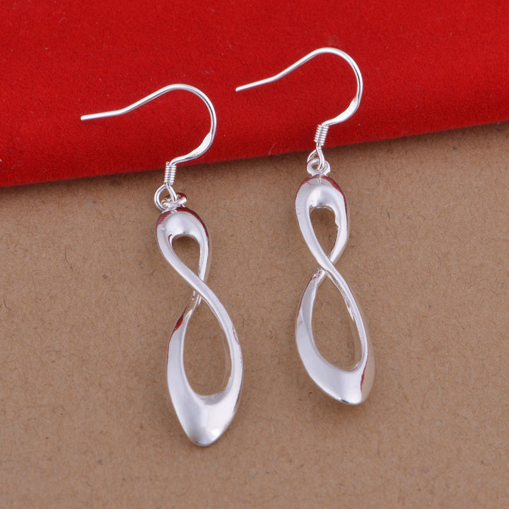 Pendientes de plata de ley Pendientes largos con figura de infinito