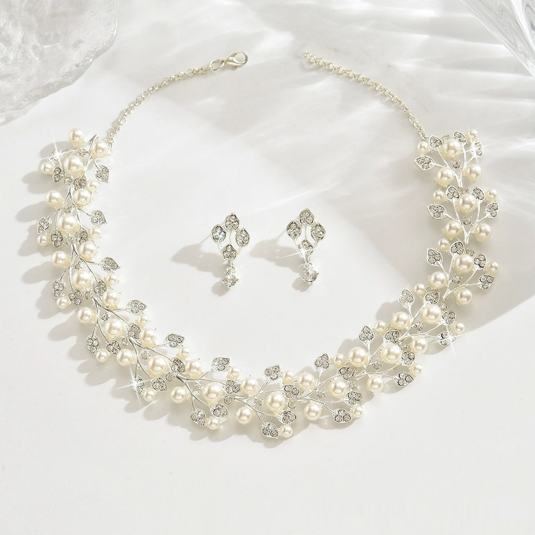 Conjunto de joyería con forma de hoja de perla para mujer