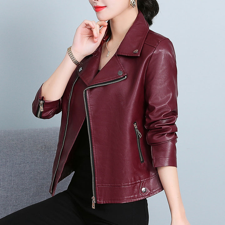 Chaqueta de cuero, abrigo corto versátil