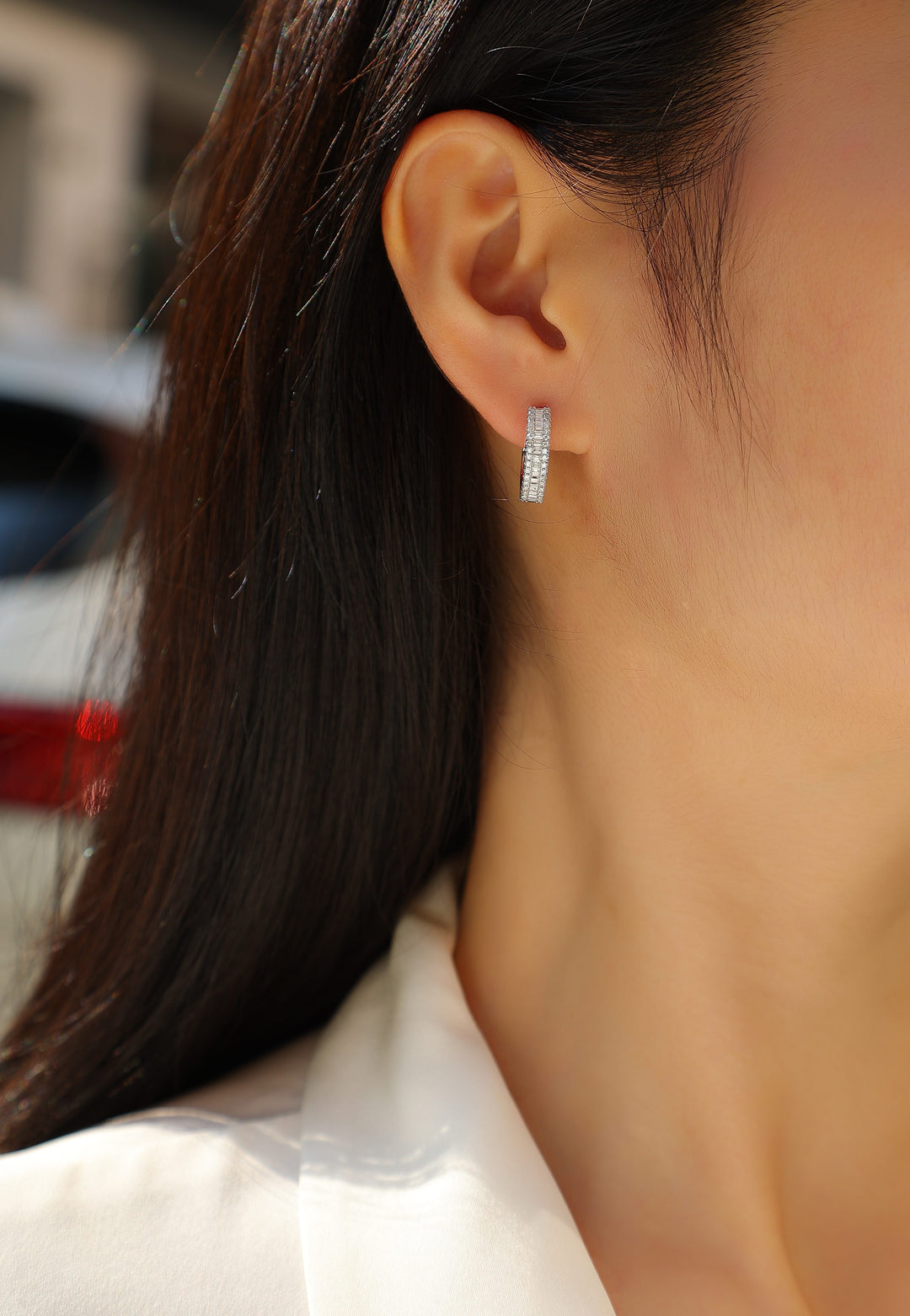 Pendientes de moissanita de alta calidad de plata 925 y platino