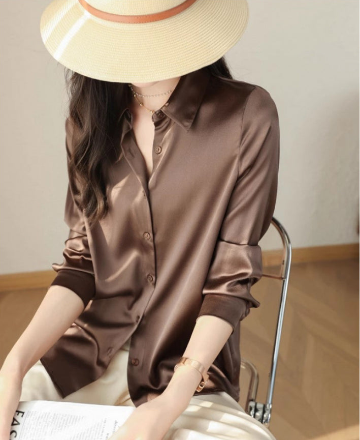 New Fashion Green Satin Shirt For Women