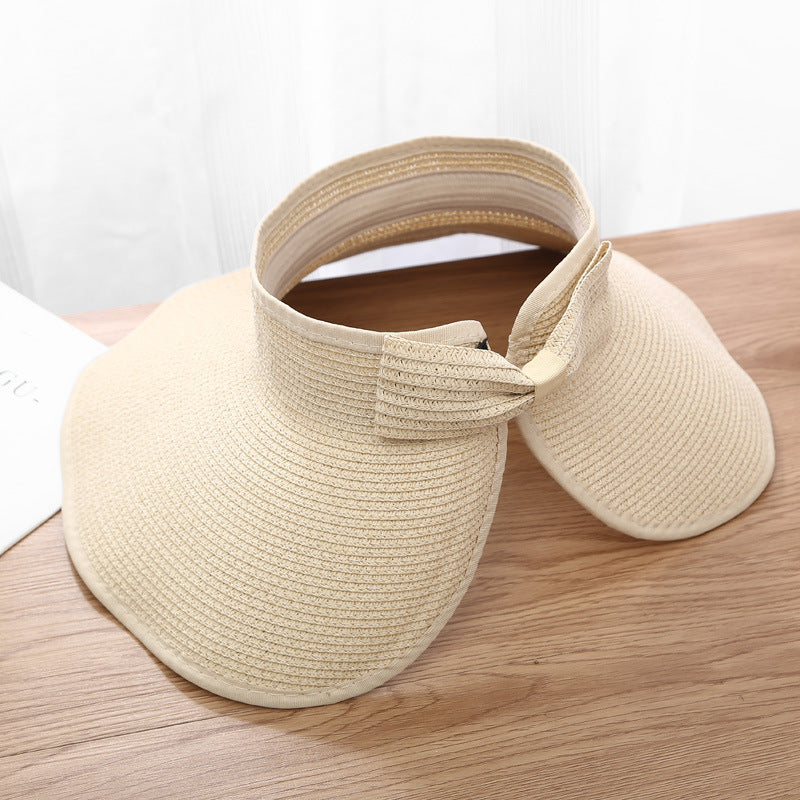 Sombrero de paja portátil plegable de verano con protección solar
