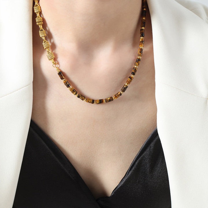 Fashion Personality Bends And Hitches Ornament Multi Colors Natural Stone Beaded Design Copper Jewelry Suit