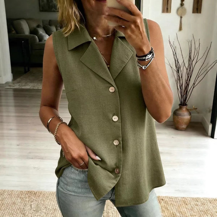 Haut gilet sans manches ample et tendance de couleur unie pour femme