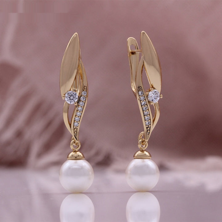 Pendientes de mujer de moda Perla Circonita Oro Rosa