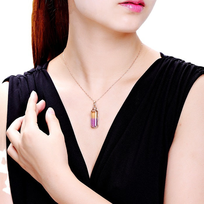 Collar de amatrina con baño de oro rosa de 18 quilates para mujer