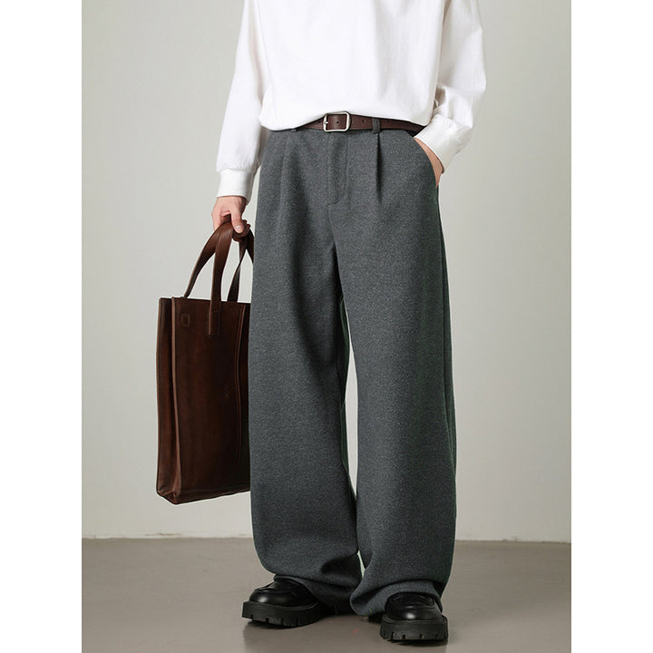 Thickened Wide-leg Pants Old-money Style Straight-leg