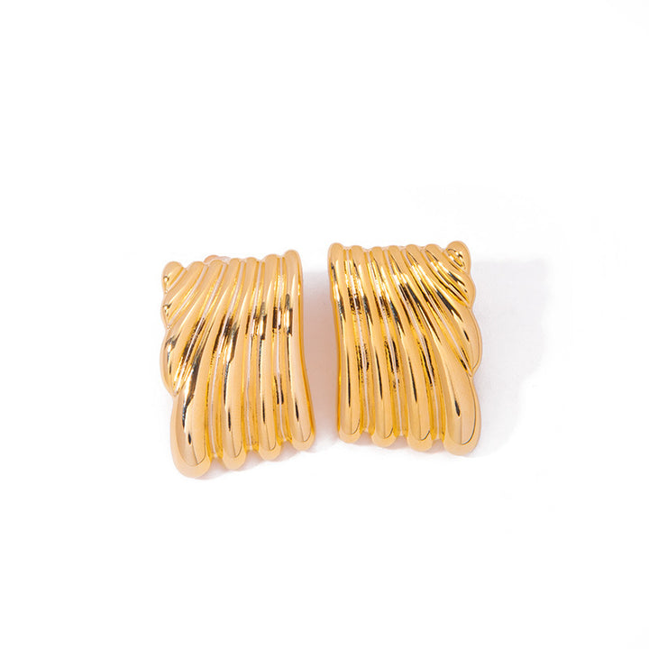 Pendientes Grandes Dorados de Tachuela de Moda con Forma Geométrica