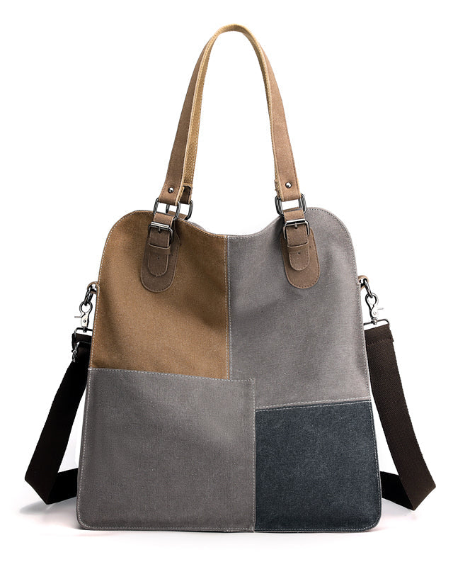 Multicolored tote bag with a strap on a white background