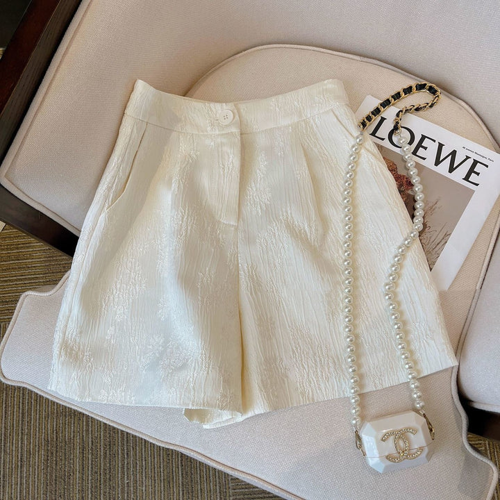 Chanel-style Black Jacquard Suit Shorts For Women