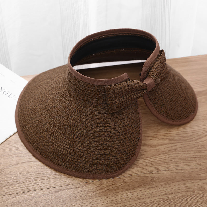 Sombrero de paja portátil plegable de verano con protección solar