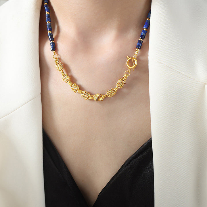 Fashion Personality Bends And Hitches Ornament Multi Colors Natural Stone Beaded Design Copper Jewelry Suit