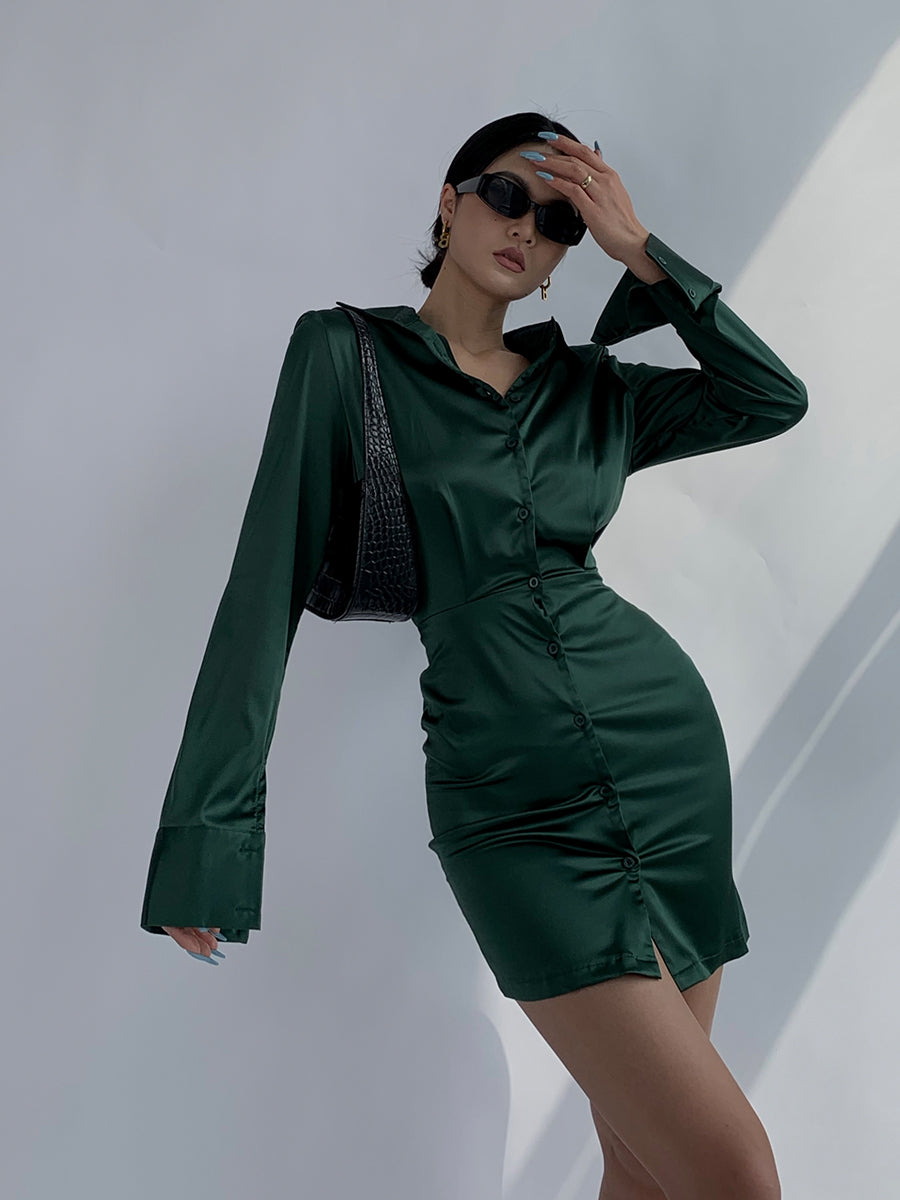 Blue Shirt Dress Women&