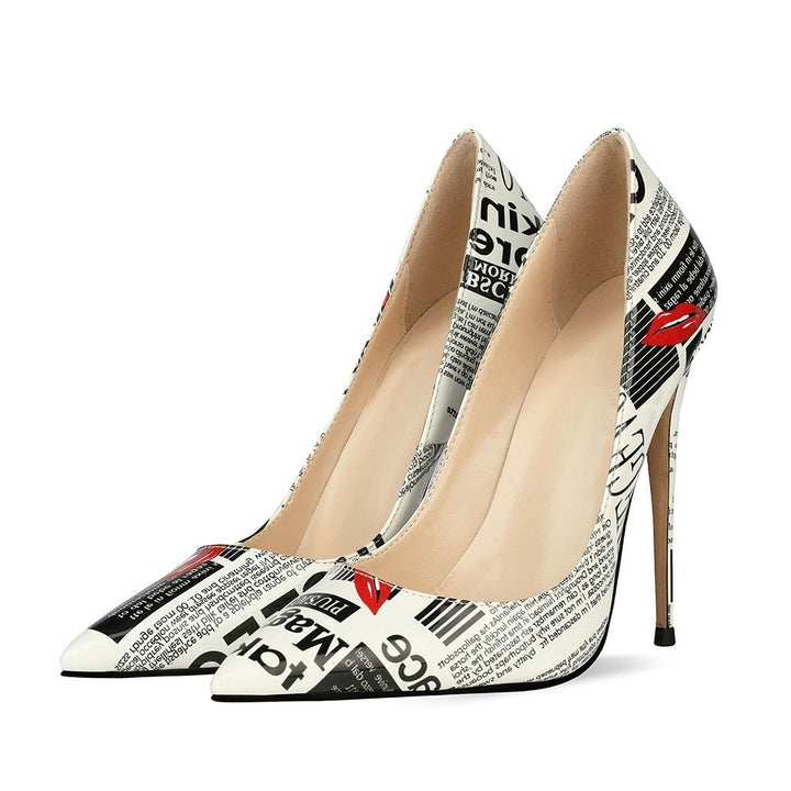12cm Graffiti Fashion High Heels Women Women&
