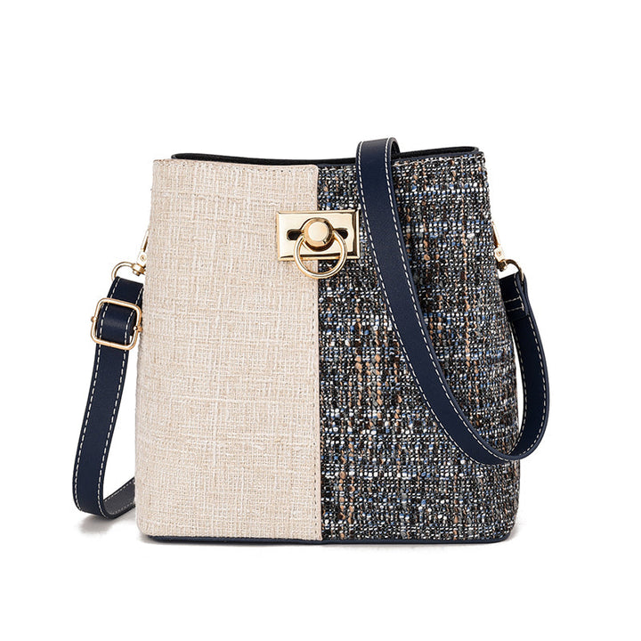 Large Capacity Single Shoulder Diagonally Slant Color Bucket Bag