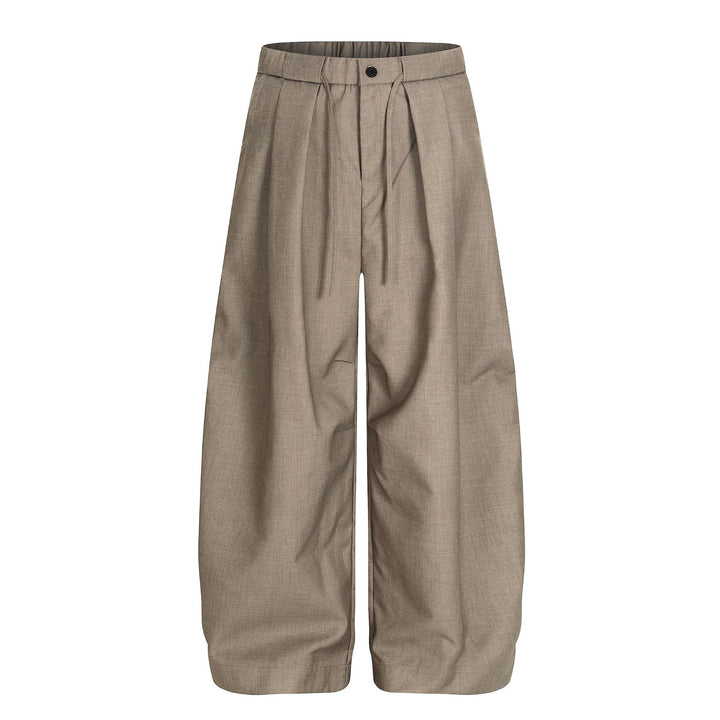 Retro Old Money Inspired Casual Trousers With Unique Pleated Curved Silhouette