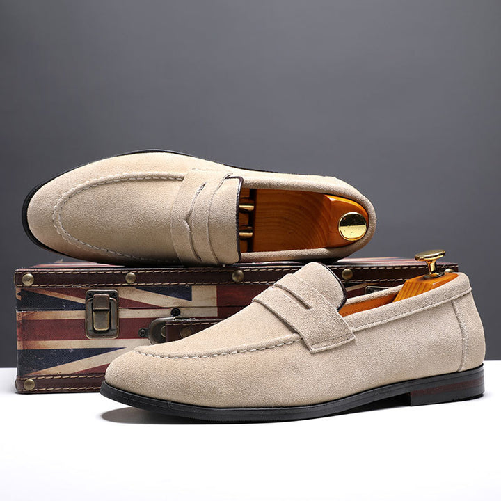 Zapatos sin Cordones Casuales de Cuero Nobuck para Hombre