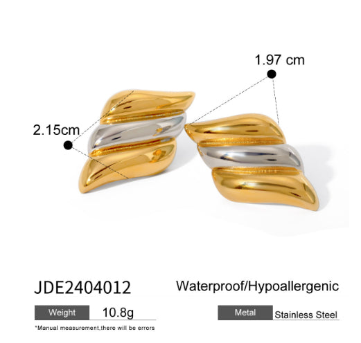 Pendientes grandes geométricos de oro y plata