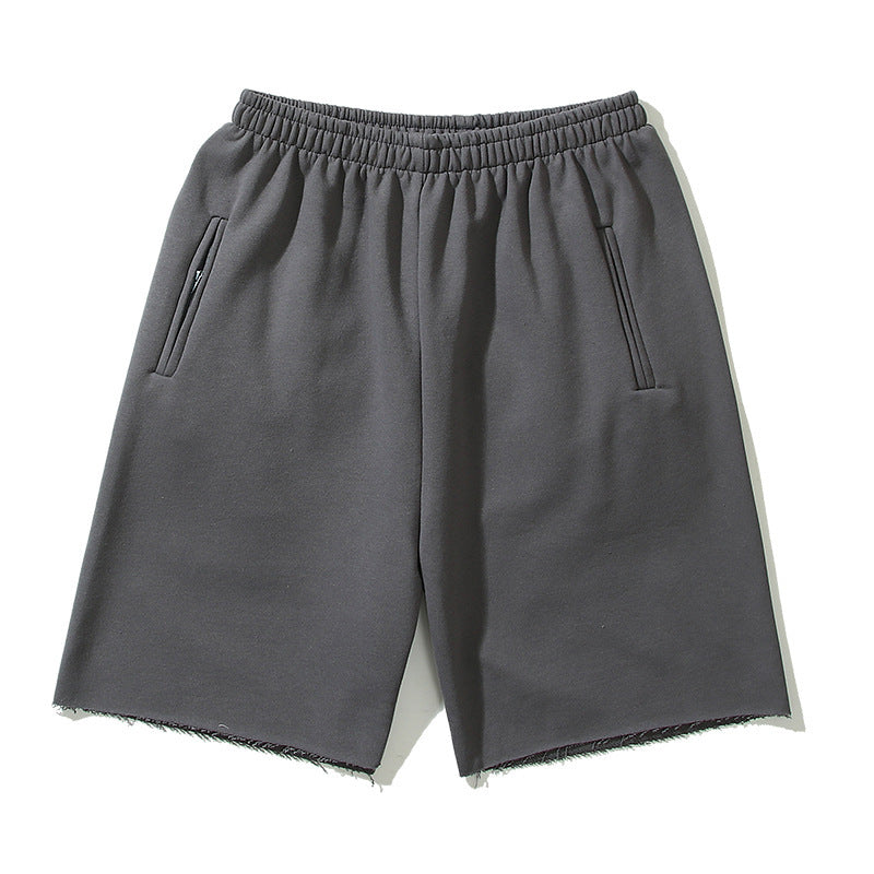 Washed High Waist Loose Midi Shorts For Men And Women