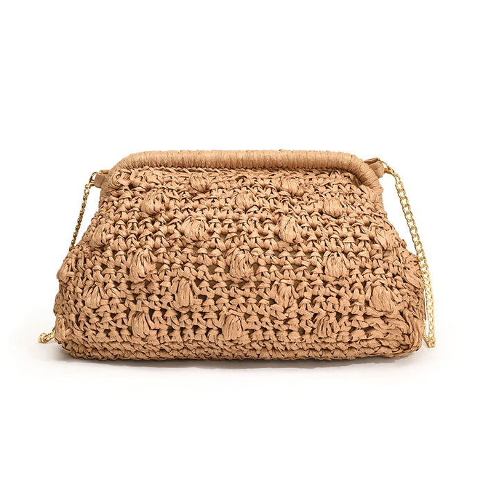 Bolso de playa de hombro tejido de moda con diseño calado