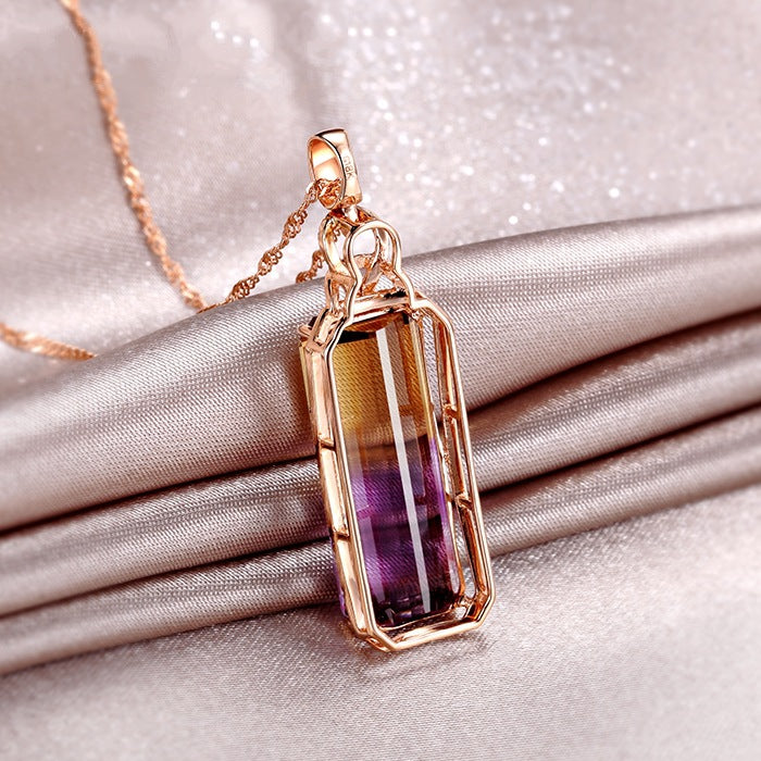 Collar de amatrina con baño de oro rosa de 18 quilates para mujer
