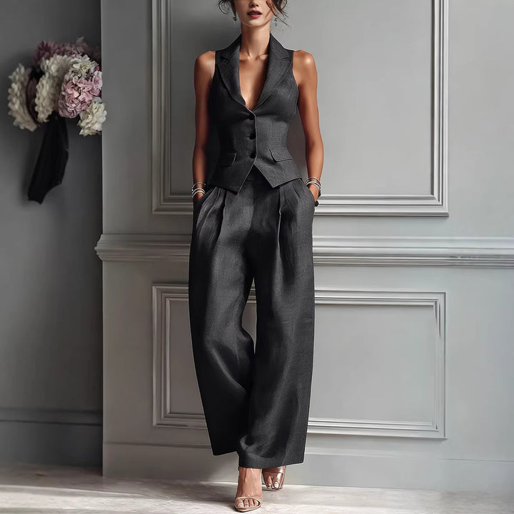 Summer Sleeveless Suit Casual Single-breasted Vest And Casual Pants Set