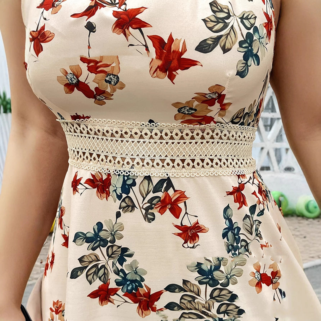 Plus-size Womens Floral Print Lace Summer Holiday Dress - Shop Savvy Styles